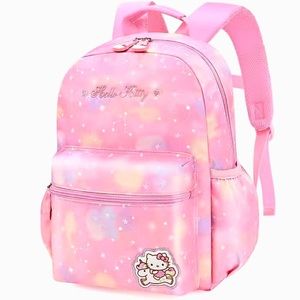 NWT Hello Kitty Sanrio Embroidered Tie Dye Front Pouch Backpack Pink Purple